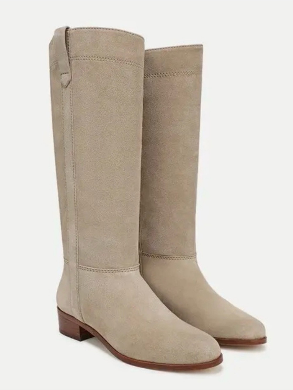Veronica Beard Dwyer Wide-Calf Sand Suede Riding Boots 9 Wide